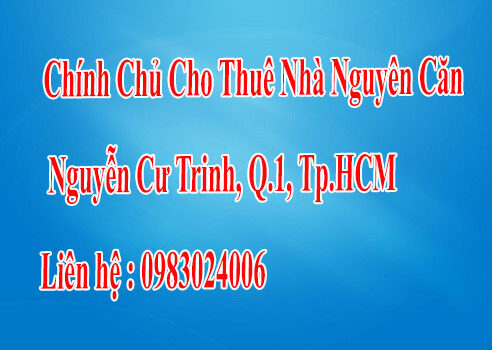 Chính Chủ Cho Thuê Nhà Nguyên Căn Nguyễn Cư Trinh, Q.1, Tp.HCM 12556163