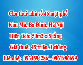Cho thuê nhà số 46 mặt phố Kim Mã, Ba Đình, Hà Nội 12663881