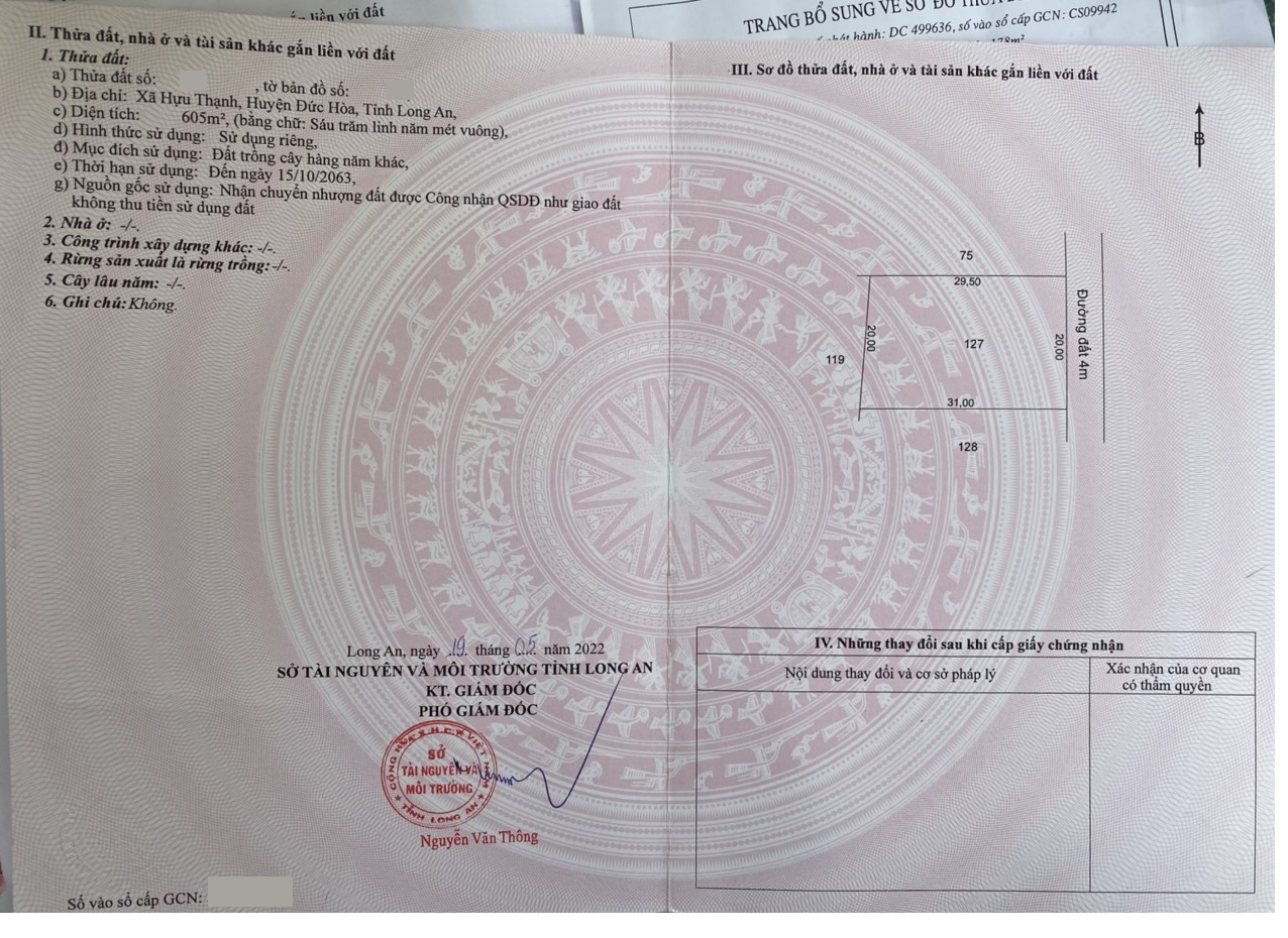 600m2 đất vườn hựu thạnh đức hòa long an giá 2.2 tỷ 12674312