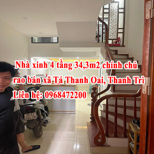 Nhà xinh 4 tầng 34,3m2 chính chủ rao bán xã Tả Thanh Oai, Thanh Trì, HN 12687771