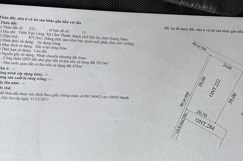 Cần bán nhanh lô đất thổ cư 100 % chính chủ tại Vạn Lăng, Cẩm Thanh, TP Hội An, Quảng Nam 12713135