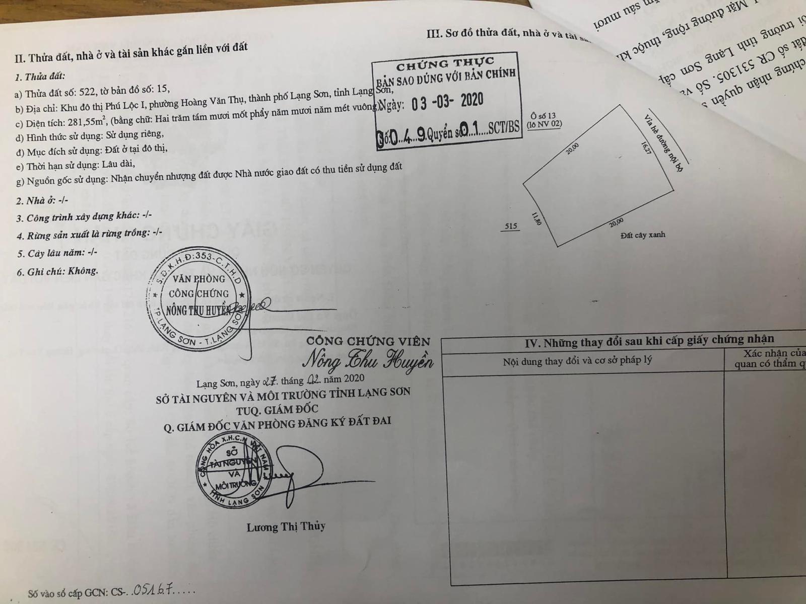 Bán đất mặt đường Nguyễn Khắc Cần Hoàng Văn Thụ TP Lạng Sơn 12966460