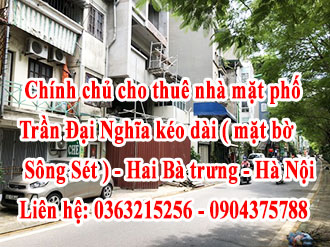 Chính chủ cho thuê nhà mặt phố Trần Đại Nghĩa, Quận Hai Bà Trưng, Thành phố Hà Nội 12986914