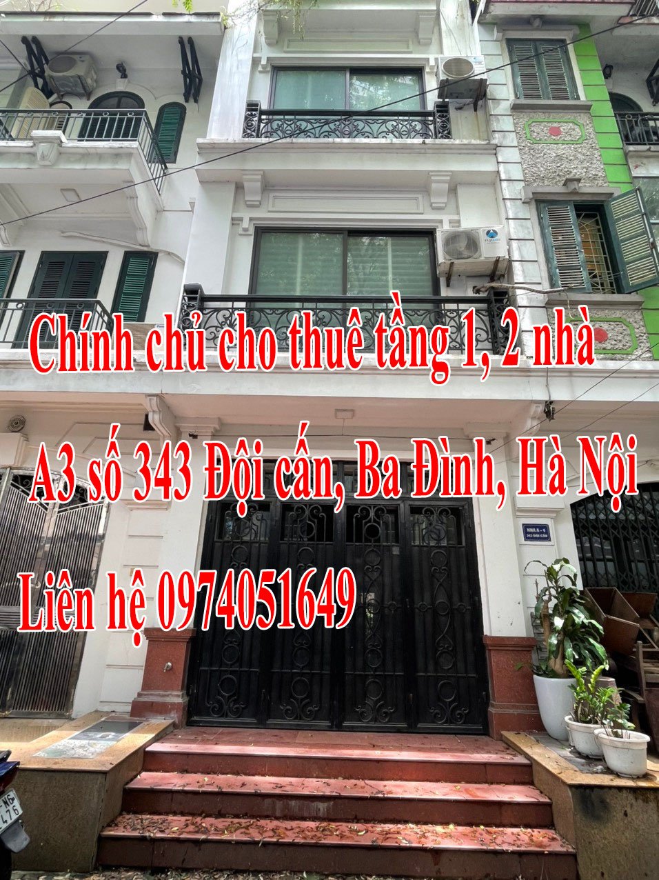 Cho thuê tầng 1 2 nhà A3 số 343 Đội Cấn, Ba Đình, Hà Nội 12997226