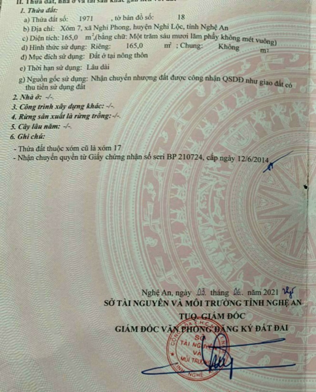 BÁN LÔ ĐẤT ĐẸP TẠI XÓM 7, XÃ NGHI PHONG, HUYỆN NGHI LỘC, THÀNH PHỐ VINH. 13039599