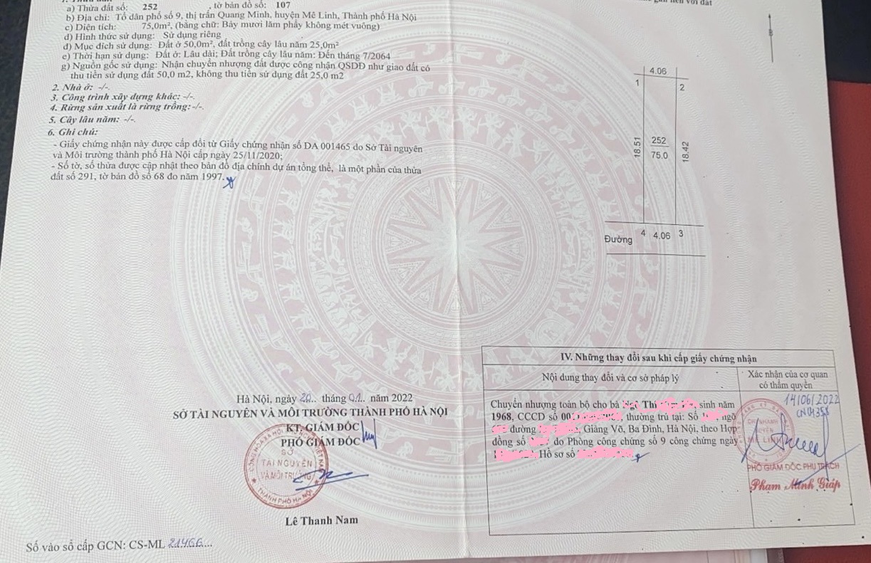 Bán đất tổ dân phố số 9, thị trấn Quang Minh, huyện Mê Linh, Hà Nội 13071775