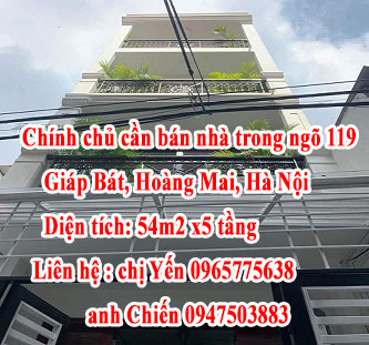 Chính chủ cần bán nhà trong ngõ 119 Giáp Bát, Hoàng Mai, Hà Nội 13135813