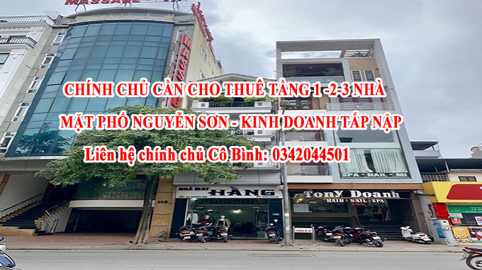 Chính chủ cần cho thuê tầng 123 nhà mặt phố Nguyễn Sơn 13139566