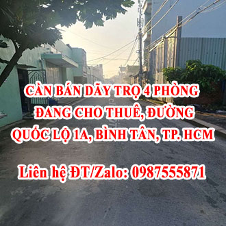 Cần bán dãy trọ 4 phòng đang cho thuê đường Quốc Lộ 1A, Quận Bình Tân 13213877