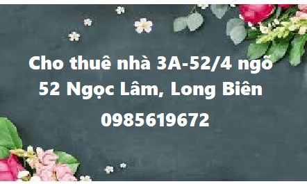 ⭐Cho thuê nhà 3A-52/4 ngõ 52 Ngọc Lâm, Long Biên; 0985619672
 13241584
