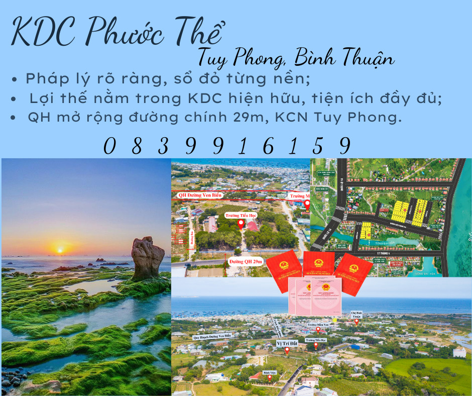 Duy nhất 1 lô đất biển thổ cư sổ sẳn đường nhựa QH 29m ở KDC Phước Thể  13289143