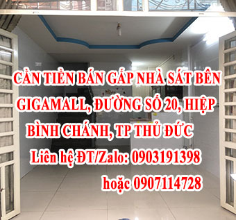 KẸT TIỀN BÁN GẤP CĂN NHÀ SÁT BÊN GIGAMALL, ĐƯỜNG SỐ 20, HIỆP BÌNH CHÁNH, TP THỦ ĐỨC 13297243