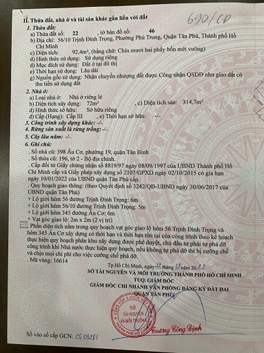 Bán Toà nhà CHDV góc 3MT HXH 56/10 Trịnh Đình Trọng , phường Phú Trung, gần LLQ - Âu Cơ , cách 13328358