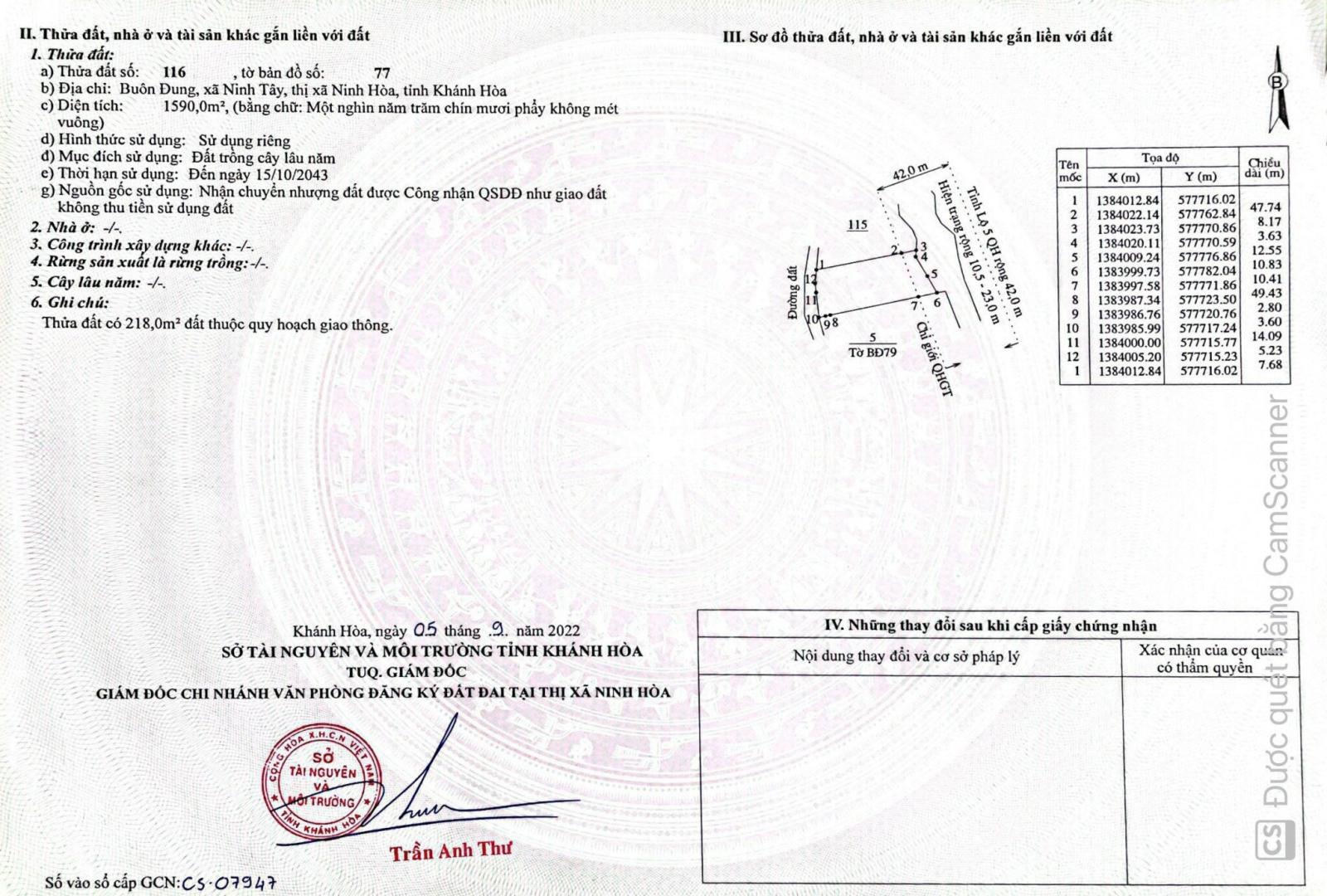 Đất mặt tiền DT5 Ninh Tây, Ninh Hoà, quy hoạch thổ cư, giá chỉ 90tr/mn 13350069