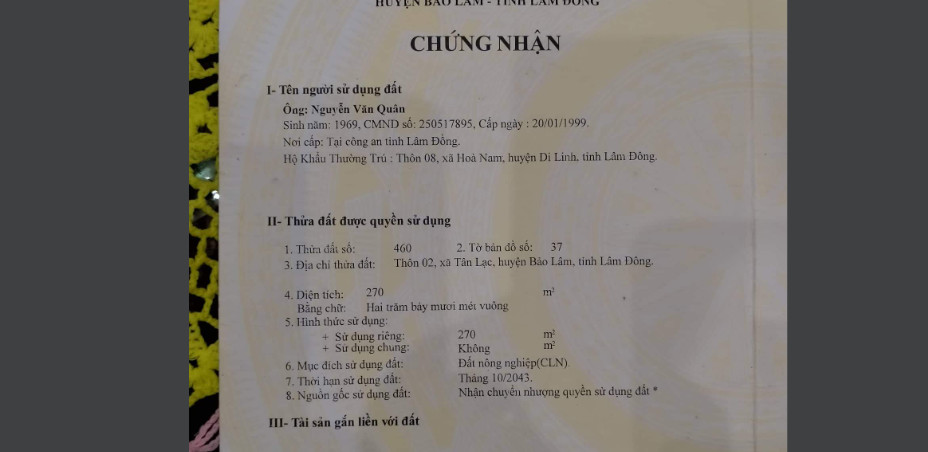 Bán lô đất ngay trung tâm ủy ban Tân Lạc, Huyện Bảo Lâm, Lâm Đồng 13392599