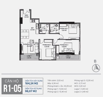 Bán căn góc 3PN, 2WC - 96m² thông thuỷ chỉ 4 tỷ 250 (có sổ đỏ) bao phí.
CĂN GÓC TOÀ R1. 13468228