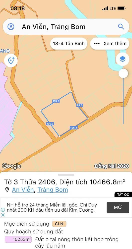 Bán đất An Viễn, Trảng Bom: 105 x 100= 10.467m2, giá 32 tỷ. 13469736