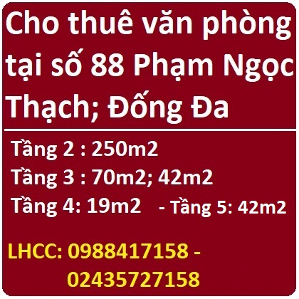 ⭐Cho thuê văn phòng tại số 88 Phạm Ngọc Thạch; Đống Đa; Hà Nội, 0988417158
 13527603