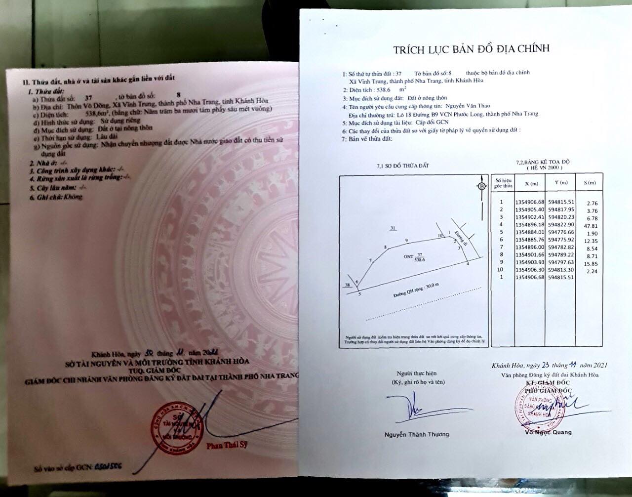 Bán 538m full thổ sát vng và 23 10 giá đổ nợ Vĩnh Trung Nha Trang lh 0985451850 13592697