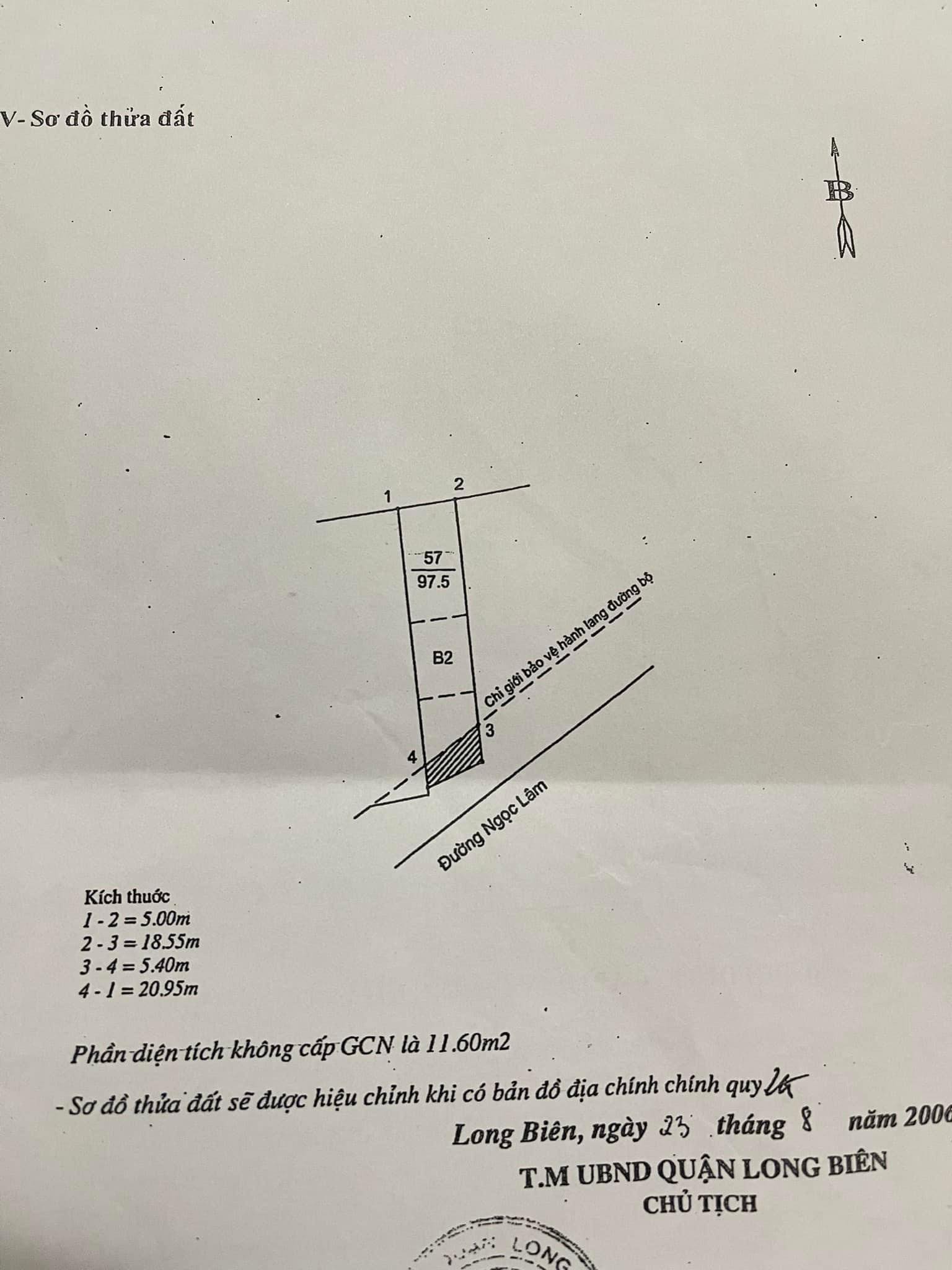 bán đất tặng nhà cũ 2 tầng mặt phố Ngọc Lâm-Long Biên, 98m MT 5.4m, full thổ cư 13610057