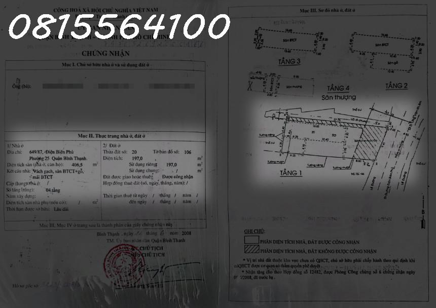 Bán nhà 2MT đường tân cảng, P25, Bình Thạnh. DTKV 252m2 Giá 60 tỷ 13688365