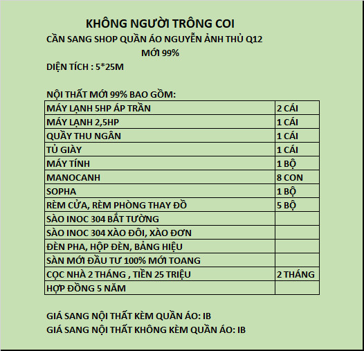 CẦN SANG NHƯỢNG LẠI SHOP QUẦN ÁO MỚI 99% 13693471