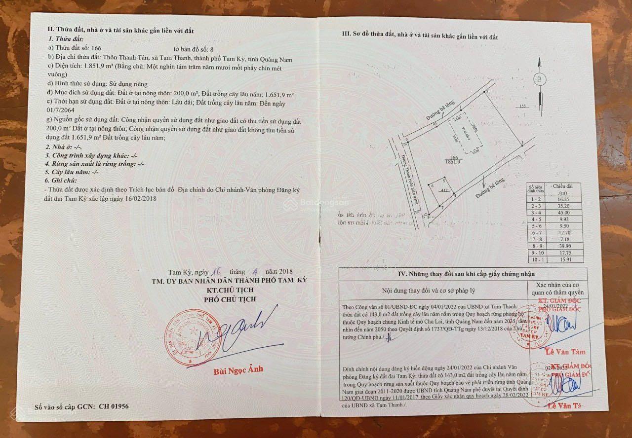 CHÍNH CHỦ CẦN BÁN Lô Đất  Vị Trí Đắc Địa Tại xã Tam Thanh, Thành phố Tam Kỳ, tỉnh Quảng Nam 13731896