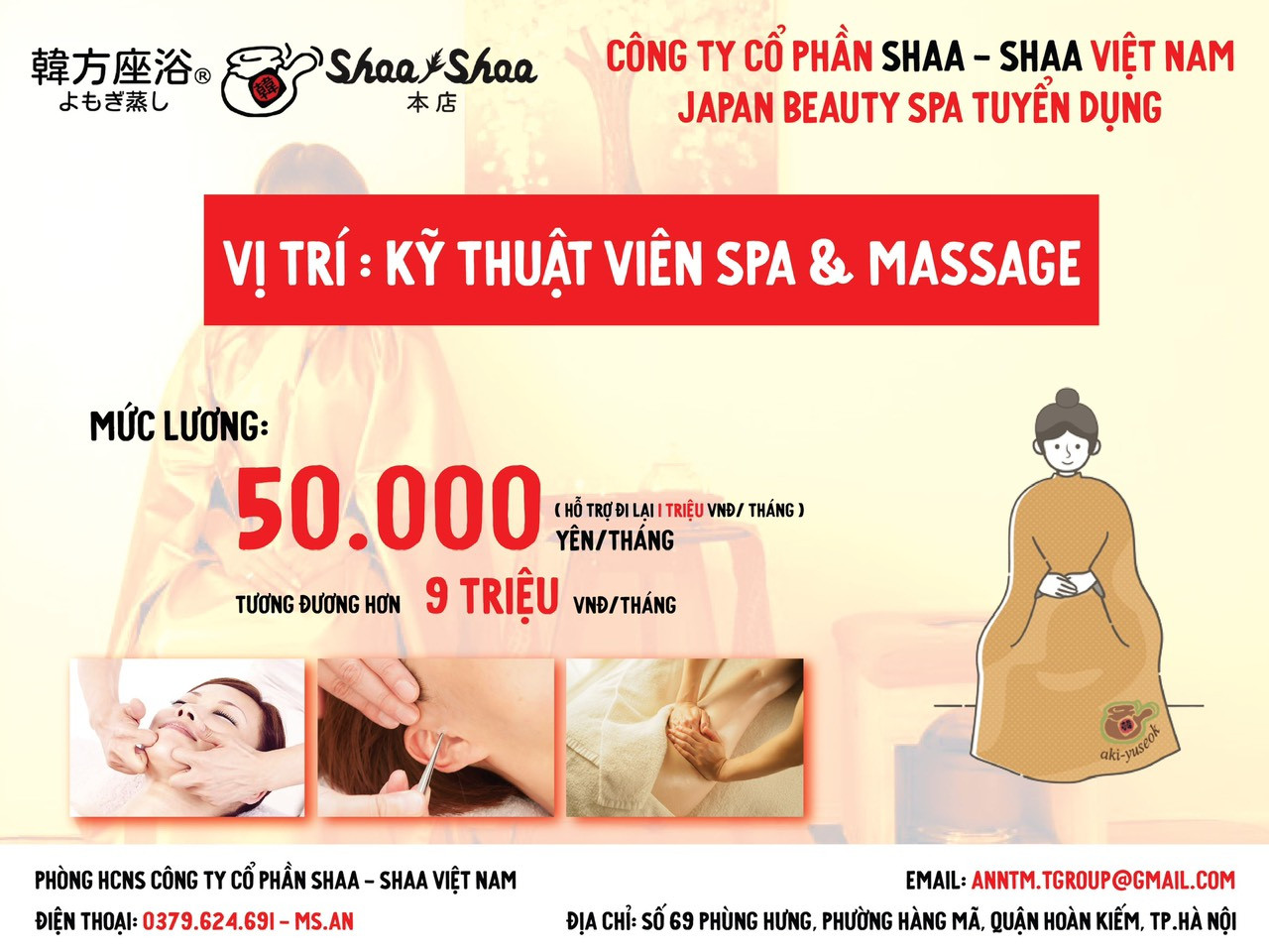 SHAA – SHAA TUYỂN DỤNG 05 KĨ THUẬT VIÊN SPA & MASSAGE 13786489