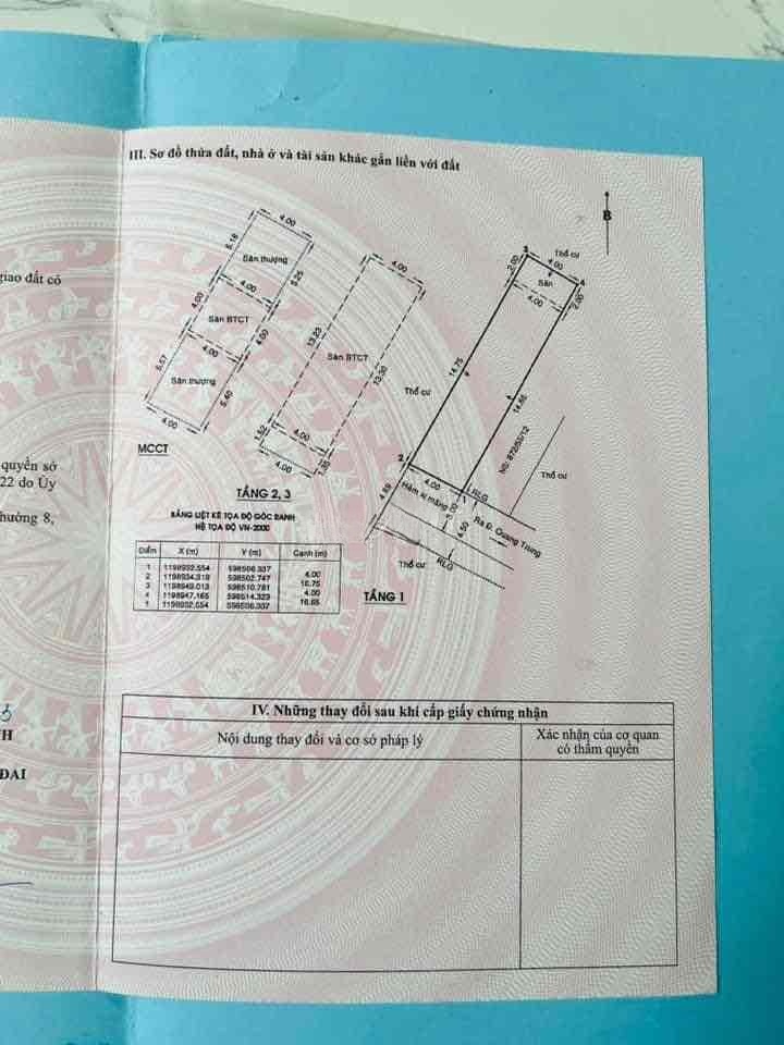 Bán Nhà Chính Chủ Địa Chỉ: 872/55/12a Quang Trung,P8, Quận Gò Vấp chỉ 125triệu/m² 13800113