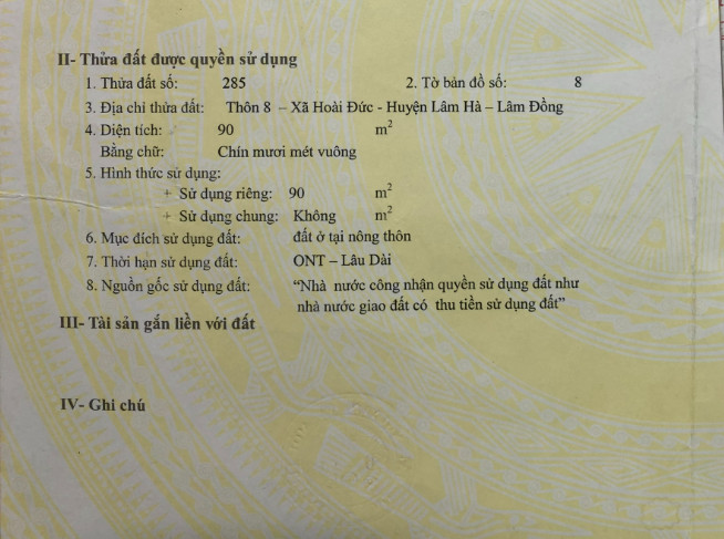 Chính chủ cần bán đất tại Thôn 8 - Xã Hoài Đức - Huyện Lâm Hà - Lâm Đồng 13841116