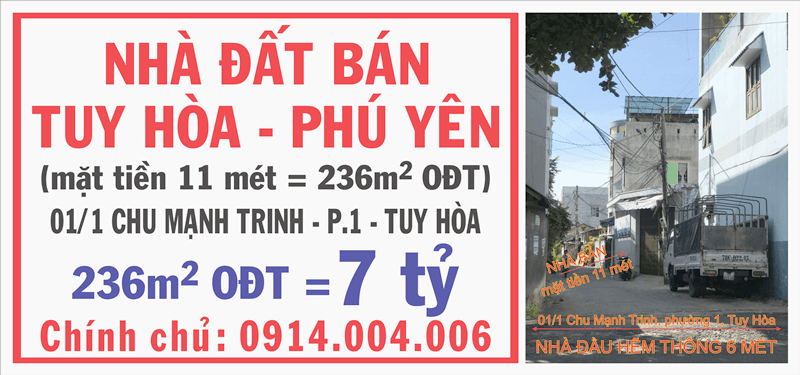 Chính chủ bán nhà đất cấp 4 đường Chu Mạnh Trinh, Phường 1, TP. Tuy Hòa, Tỉnh Phú Yên 13849440