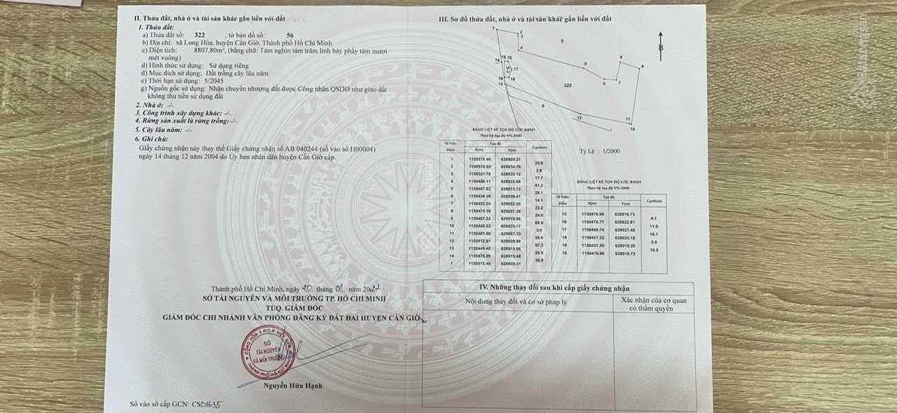 Cần bán rất gấp lô đất Xã Long Hòa - Cần Giờ 8808m². 13892771