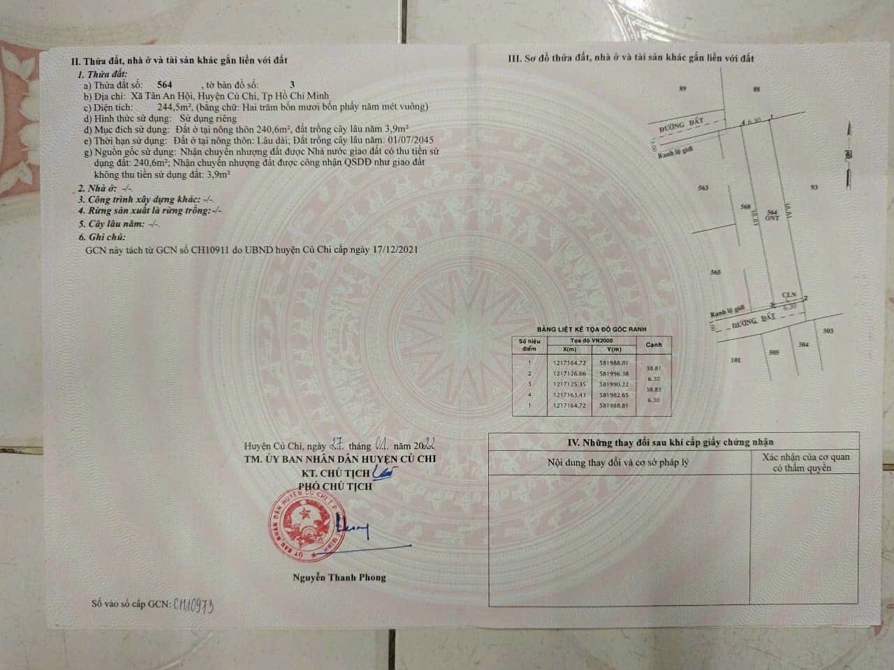 BÁN NHANH LÔ ĐẤT ĐẸP 1/ Nguyễn Căn Khạ, xã Tân An Hội, Huyện Củ Chi 13895252