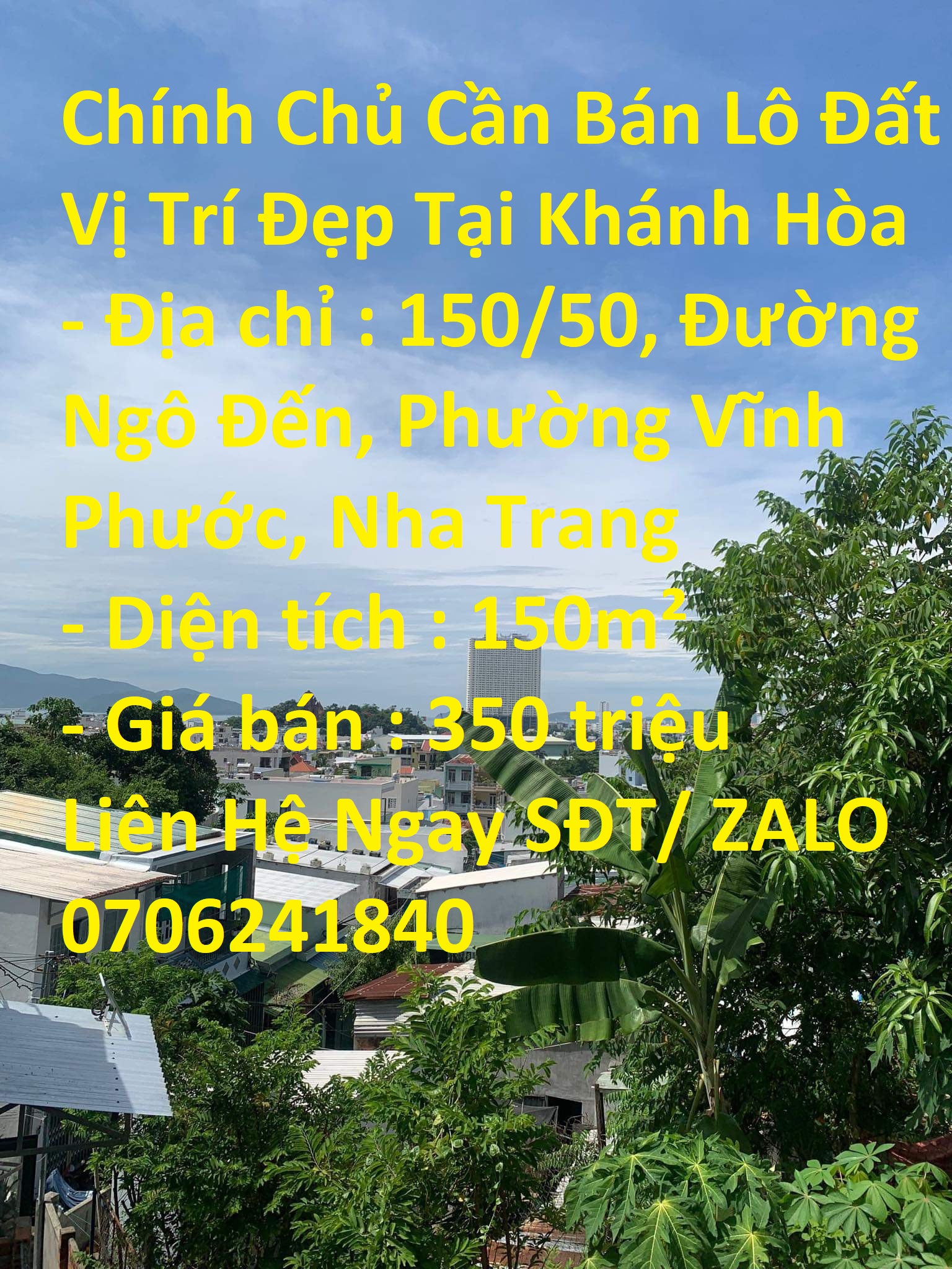 Chính Chủ Cần Bán Lô Đất  Phường Vĩnh Phước, Nha Trang 13902670
