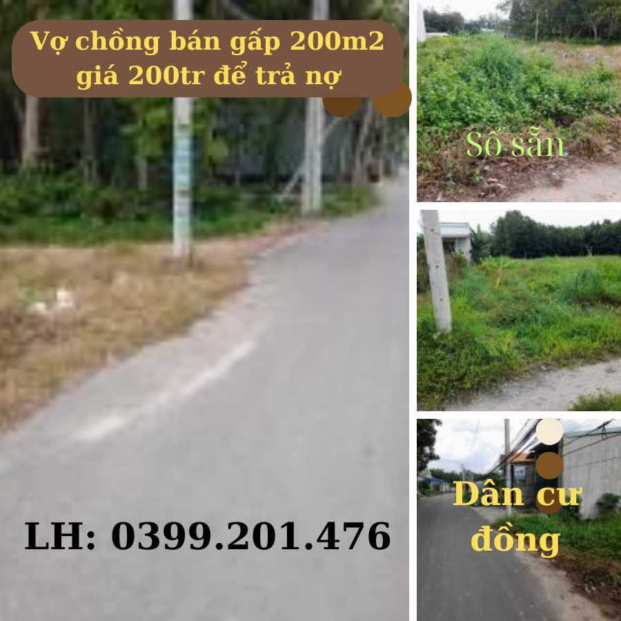  khó khăn trong công việc nên tôi cần bán nhanh lô đất 300 m2 100 m2 thổ cư   giá 450 triệu 
 13960104