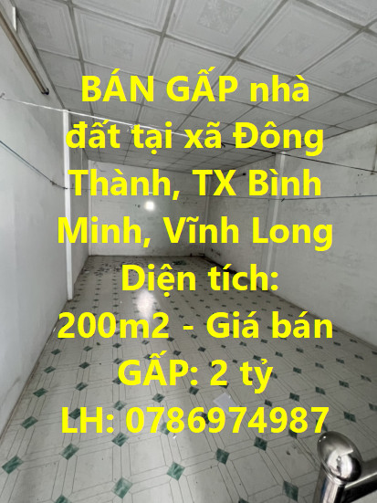BÁN GẤP nhà đất tại xã Đông Thành, TX Bình Minh, Vĩnh Long 13962235