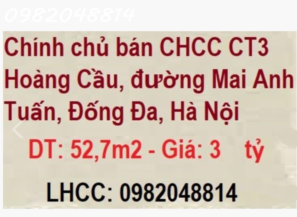 Chính chủ cần bán căn hộ chung cư CT3 Hoàng Cầu, đường Mai Anh Tuấn, quận Đống Đa. 13988587