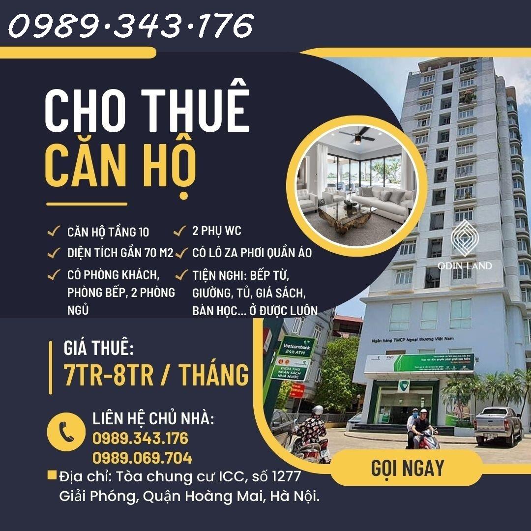 Cho thuê căn hộ chung cư mặt phố  Tòa chung cư ICC, số 1277 Giải Phóng, Quận Hoàng Mai, Hà Nội.( 14009634