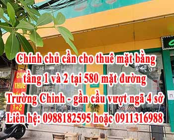 Chính chủ cần cho thuê mặt bằng tầng 1 và 2 tại 580 mặt đường Trường Chinh ( gần cầu vượt ngã 4 sở ) 14026371