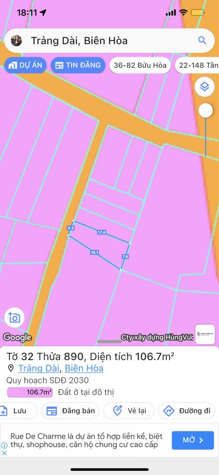 lBán lô đất kp2 Trảng Dài. Diện tích 10,5x14,2 sổ hồng riêng (thổ cư 93m2)
2 mặt trước sau, đường 14031048