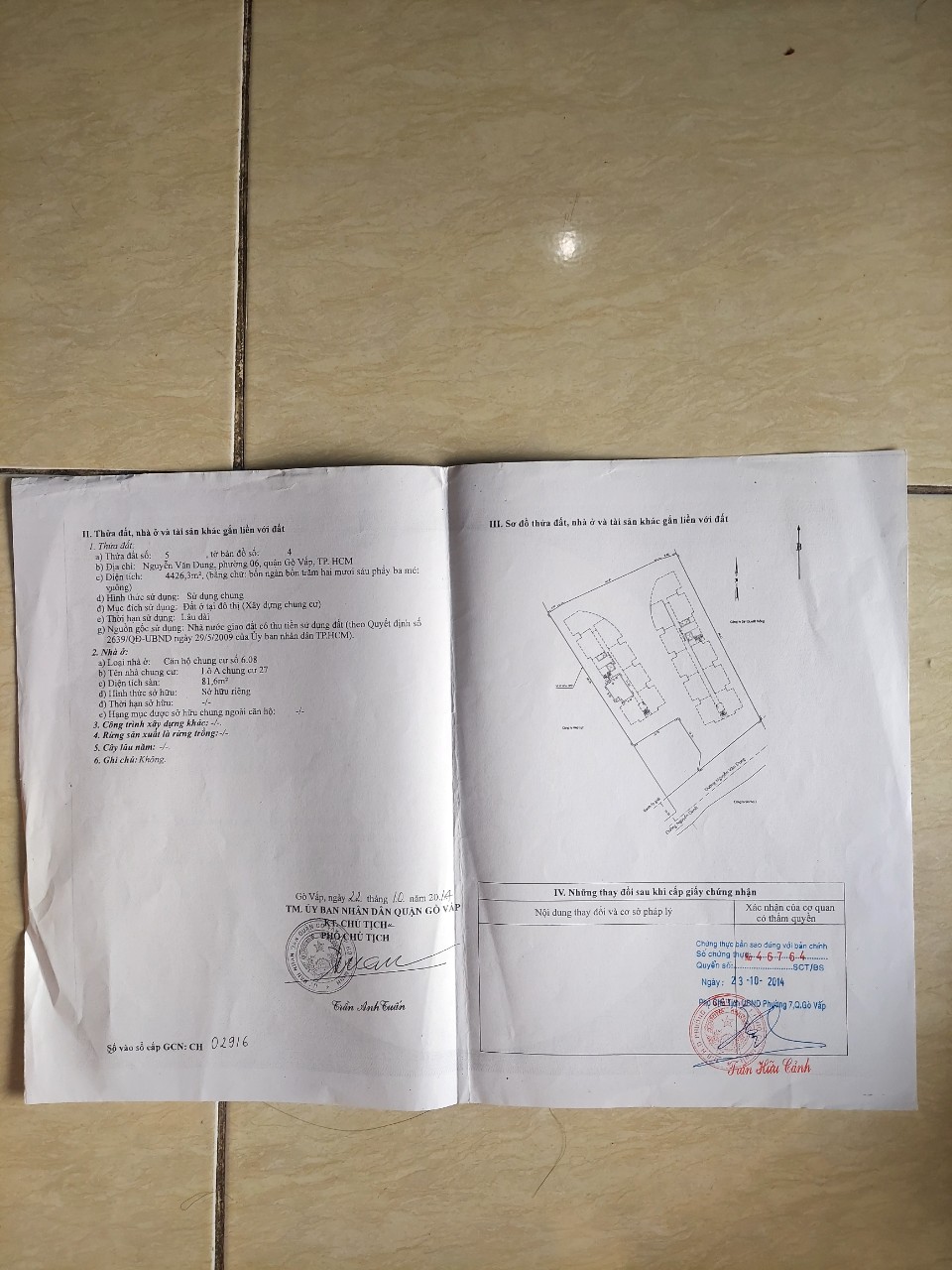 CẦN BÁN CĂN HỘ CHUNG CƯ SPLENDOR - LẦU CAO TẠI PHƯỜNG 6 - GÒ VẤP - TP. HỒ CHÍ MINH 14061102