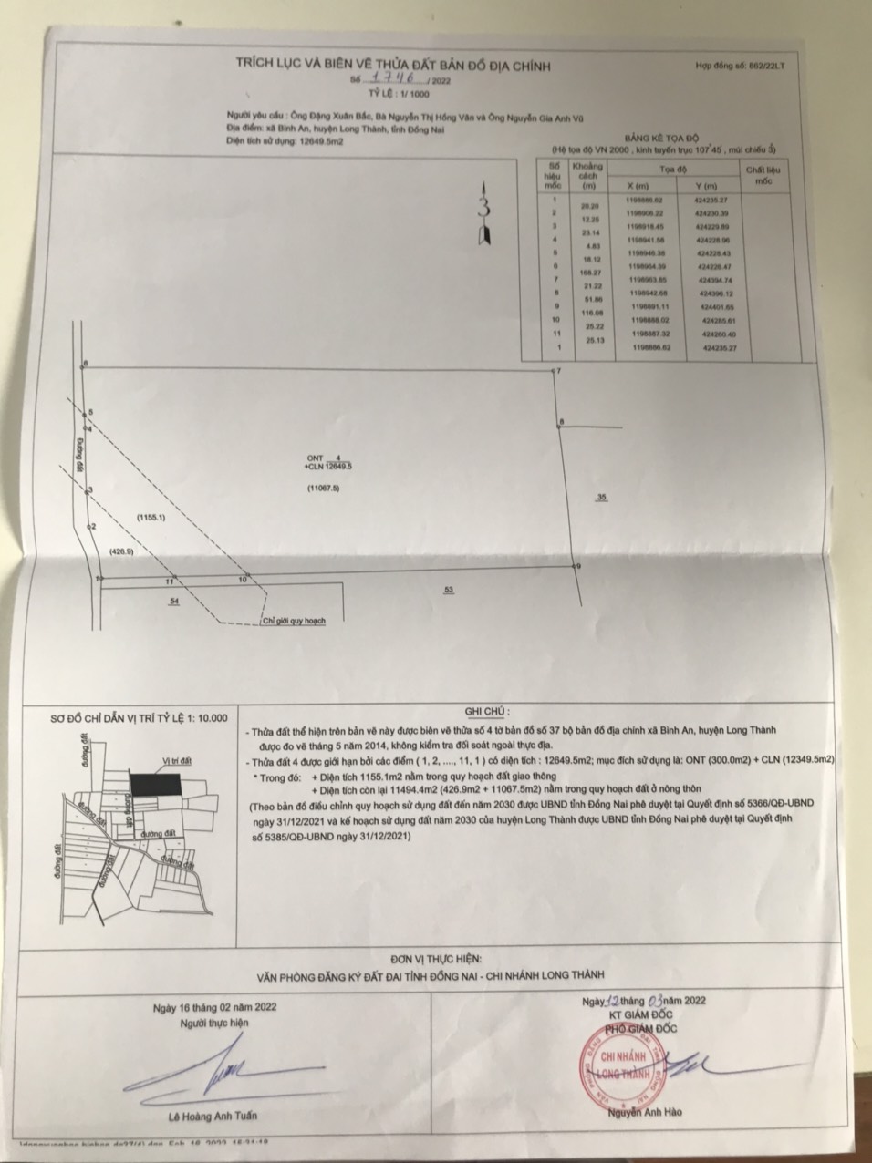 Bán đất xã Bình An Long Thành 12,650m2 giá 4,95tr/m2 14070987