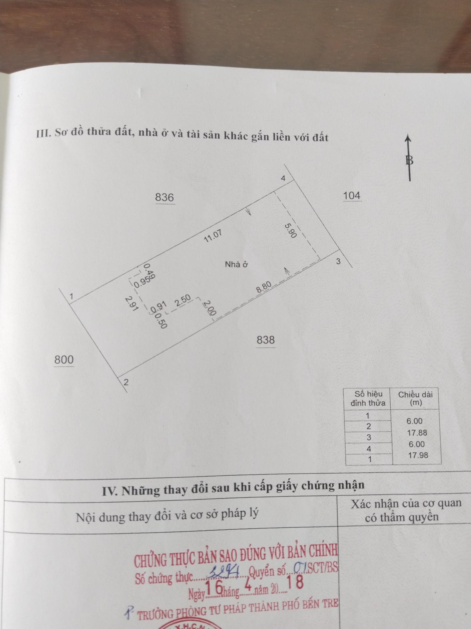 BÁN NHÀ 107M2 THỔ CƯ TOÀN BỘ, SỔ NHÀ HOÀN CÔNG, PHÚ NHUẬN, TP BẾN TRE
 14098881