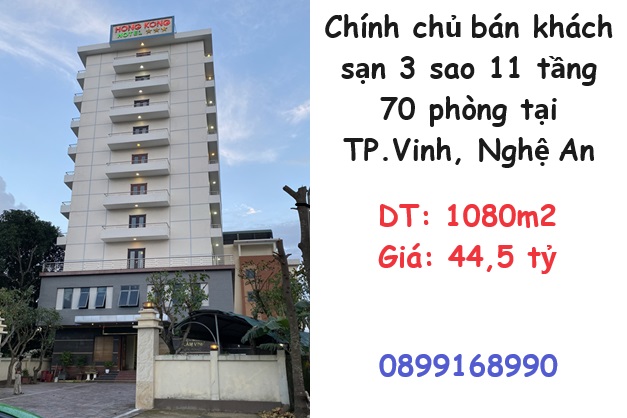 ⭐Chính chủ bán khách sạn 3 sao 11 tầng 70 phòng tại TP.Vinh, Nghệ An, 44,5 tỷ; 0899168990
 14139548