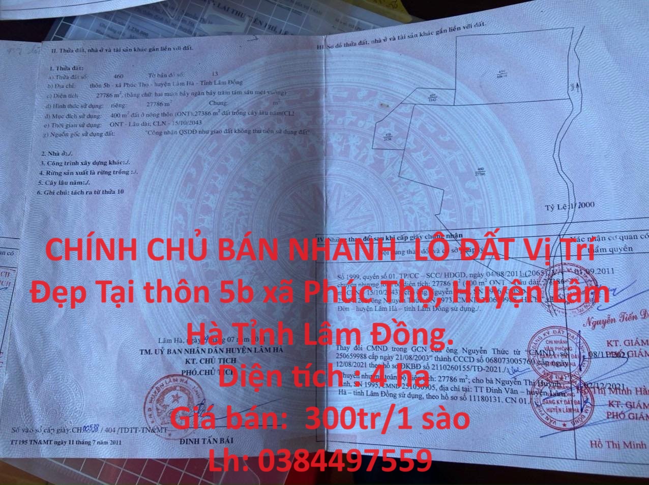 CHÍNH CHỦ BÁN NHANH  LÔ ĐẤT Vị Trí Đẹp Tại Huyện Lâm Hà Tỉnh Lâm Đồng 14153778