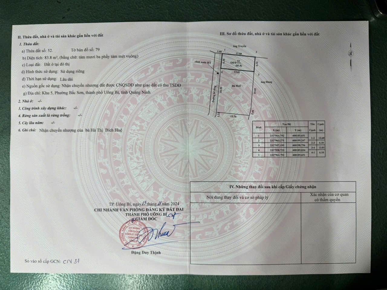 ĐẤT CHÍNH CHỦ - GIÁ TỐT CẦN BÁN NHANH LÔ ĐẤT tại TP Uông Bí tỉnh Quảng Ninh 15975352