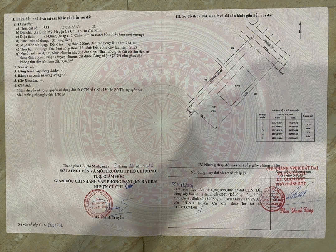 SIÊU PHẨM 2 MẶT TIỀN – ĐẤT THỔ CƯ (18.7X50) HIẾM BÌNH MỸ, CỦ CHI 15975538