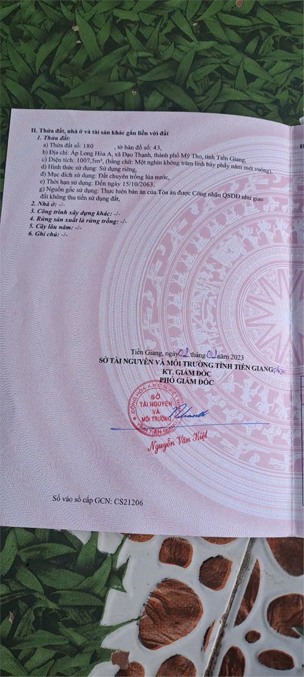 BÁN ĐẤT TẠI Khu phố long hòa a , phường Đạo Thạnh tp mỹ Tho tỉnh Tiền Giang giờ là Đồng Tháp mới. 15975604