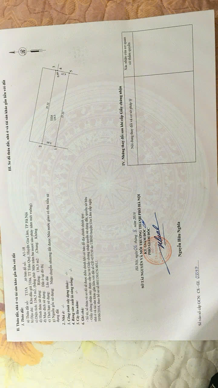 BÁN ĐẤT KHU ĐÔ THỊ 31HA – TRÂU QUỲ - GIA LÂM, 136 m2 GIÁ CHỈ 18 TỶ, LH 0985865658 15975631