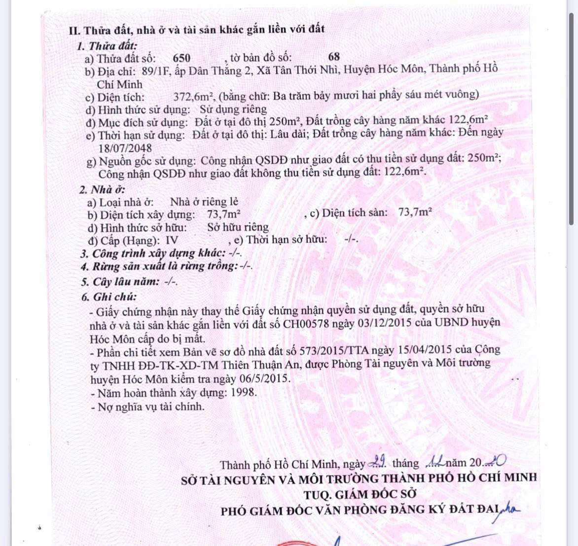 ĐẤT KHỦNG TẶNG NHÀ C4 (9.5X40) MẶT TIỀN TÂN THỚI NHÌ 02 – CÁCH QL22 CHỈ 100M 15975687